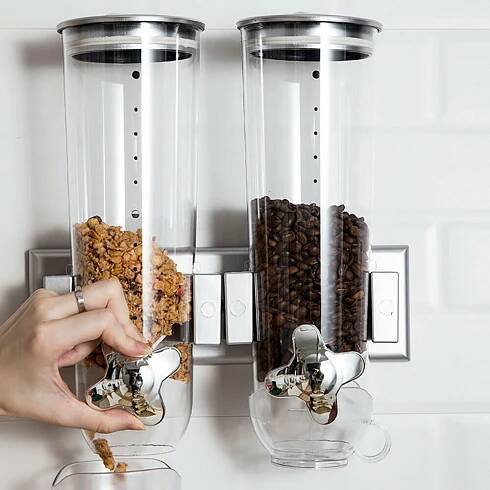 3l dvojitý dávkovač müsli Dávkovač müsli s kukuřičnými vločkami na zeď se zátkou a