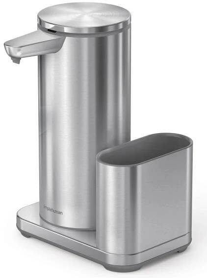 Simplehuman Bezdotykový dávkovač mýdla + držák na houbičku 414 ml nerez ocel