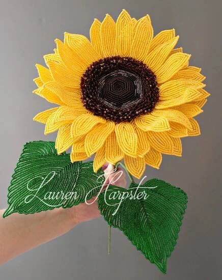French Beaded Sunflower by Lauren Harpster