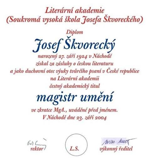 Čestné doktoráty – Josef Škvorecký