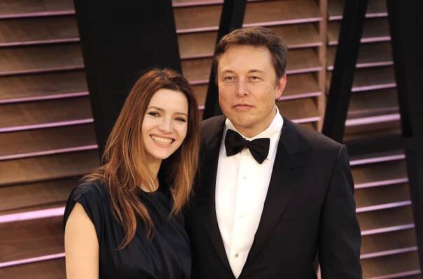 Elon Musk a jeho bývalá manželka Talulah Riley na Vanity Fair Oscar Party v roce 2014.