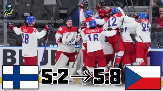 ČESKO VS FINSKO 8:5 ZÁPAS O BRONZ NEUVĚŘITELNÝ OBRAT!! MISTROVSTVÍ SVĚTA V HOKEJI U20 2024 SESTŘIH