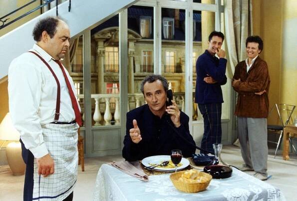 Blbec k večeři - Z filmu - Jacques Villeret, Daniel Prévost, Thierry Lhermitte, Francis Huster