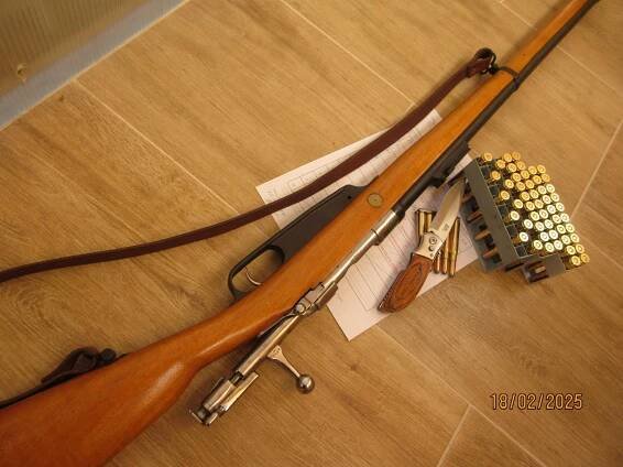 Puška Gew 88 LOEWE BERLIN , náboje , TORMENTACE řemen Gewehr 1888 Maus - Sběratelské zbraně