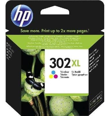 HP 302XL Ink originál azurová, purppurová, žlutá F6U67AE Inkousty