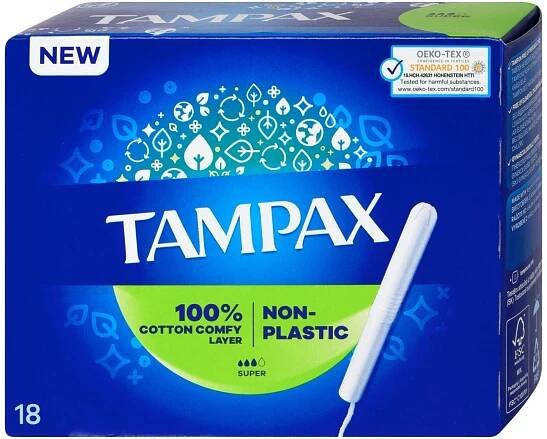 Tampax Super Non Plastic tampony s aplikátorem 18 ks od 73 Kč