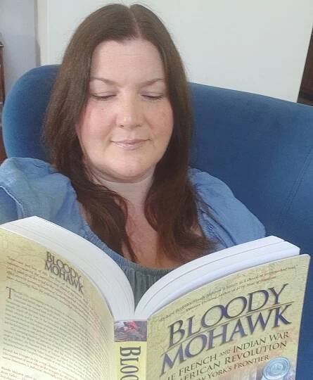 Me Reading Bloody Mohawk, by Richard Berleth