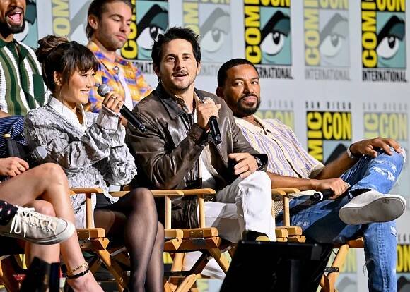 Karen Fukuhara, Tomer Capone and Laz Alonso at the 