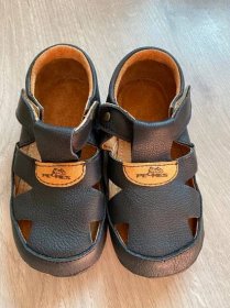 Bosé kožené sandálky B1096 černá