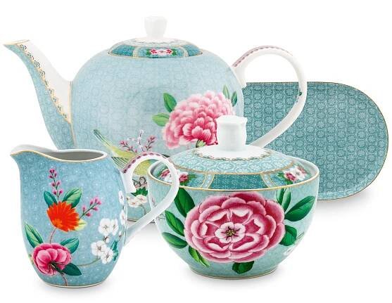 Pip Studio čajový set Blushing Birds, modrý - Můj Šťastný Domov