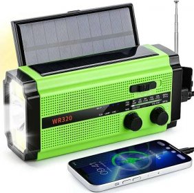 Nouzové rádio 5000mAh WB, AM/FM/NOAA solární s dynamem, svítilnou a dobíjením mobilu. Pouzdro zdarma - www.LungDragon.cz