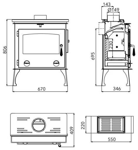 HAAS+SOHN krbová kamna ARKTIC - černá - JODA materiál