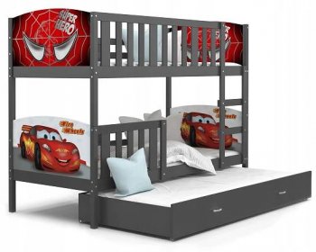 Patrová postel pro děti TAMI 3 lůžková s grafikou