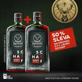 Jägermeister SCHARF 0,7l 33% AKCE 1+1 s druhou lahví za polovinu