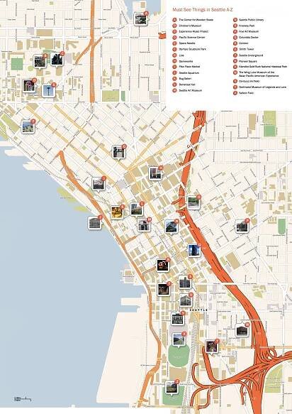 Map of Seattle walking: walking tours and walk routes of Seattle