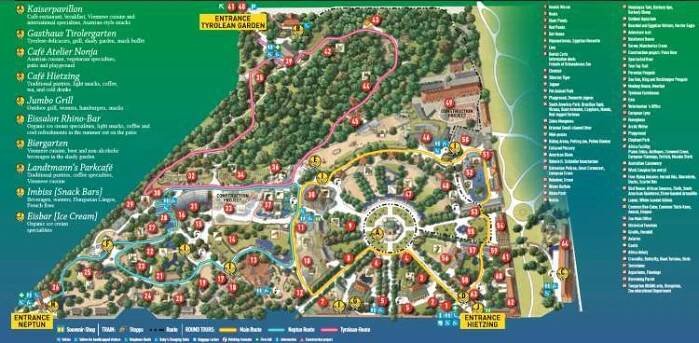 ZOO Vídeň mapa zoologické zahrady
