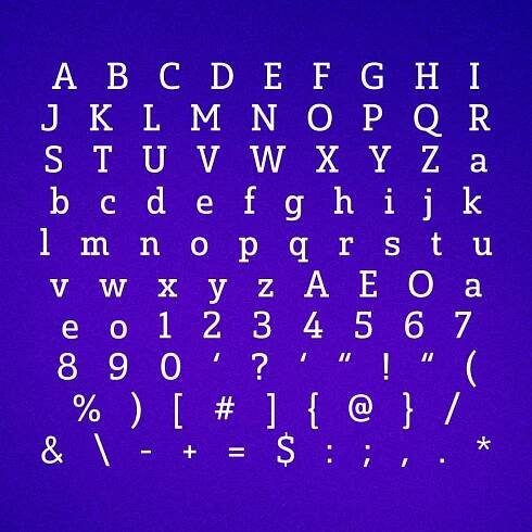 Jittery Slab Serif Font alphabet preview by MasterBundles.