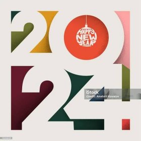 2024 moderní minimalistická karta Šťastný nový rok pro rok 2024 s hlavními velkými čísly. Šablona návrhu čísel trendů. Text, kalendář, designové prvky, elegantní kontrast, čísla, rozložení. Vektorová ilustrace. - Bez autorských poplatků 2024 vektorové obrázky