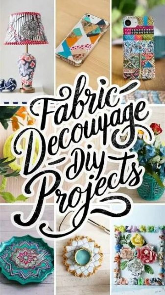 many different pictures with the words fabric decouage diy projects written on them