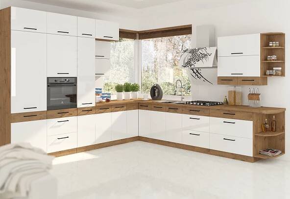 Stolarz-Lempert Vigo 330 cm lesklá bílá/dub lancelot od 44 499 Kč