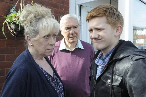 Jean Fergusson, Michael McStay and Sam Aston in "Coronation Street" in 2011