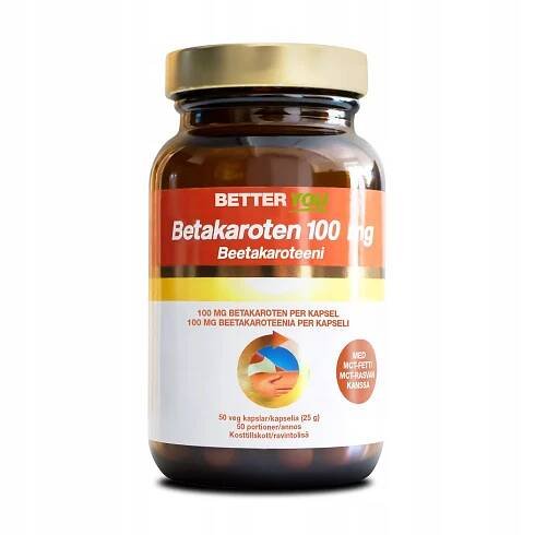 BETA-KAROTEN kůže, opalování, vegan 100 mg/50 kapslí BETTER YOU Švédsko