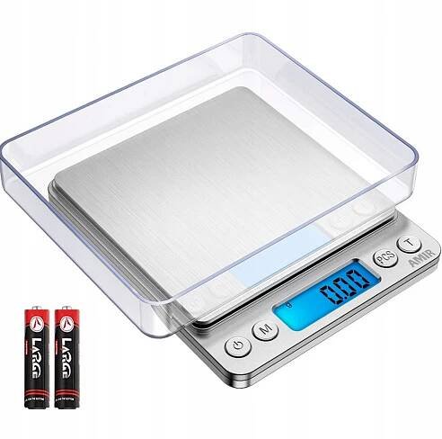 PŘESNÁ KLENOTNICKÁ VÁHA 500 G/0.01 G LCD + BATERIE + NÁDOBY