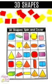 3D Shapes: Spin and Cover Math Center Game