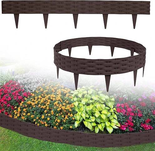 YARDIN Obruba záhonu kulatá plastová, obruba záhonu Obruba záhonu 10 m Ratanový design