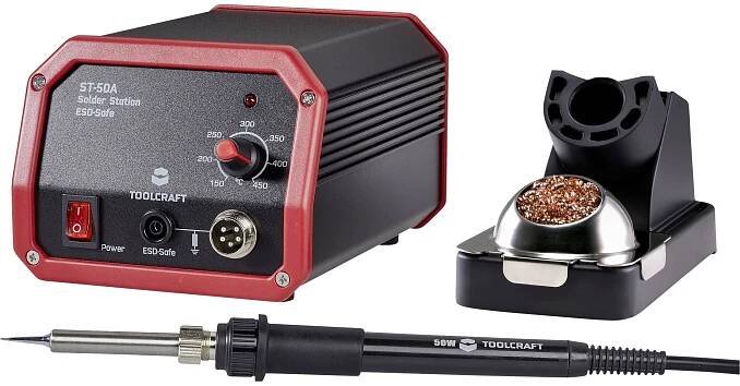 TOOLCRAFT ST-50A pájecí stanice, analogový, 50 W, 150 - 450 °C, vč. pájecí hrot, 1561691