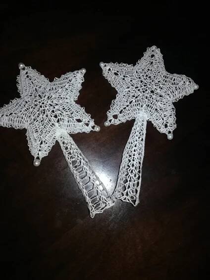 Vánoční ozdoba hvězda bílá Špička na stromeček, háčkovaná, 3d