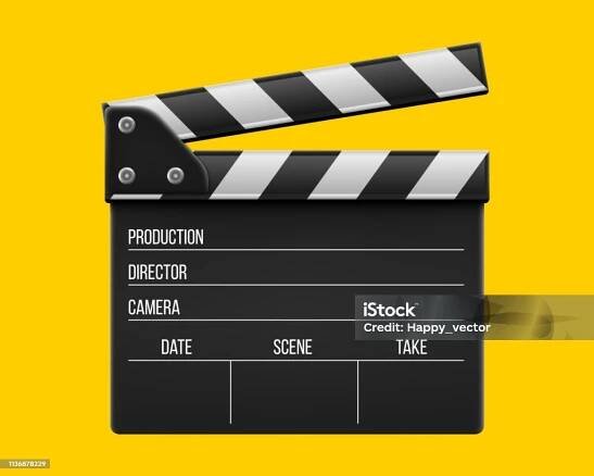 Kreativní vektorové ilustrace 3D realistické filmové klapky, filmové klapky izolované na průhledném pozadí. Art design kino břidlicová deska šablona. Abstraktní koncept grafické filmové tvorby prvek - Bez autorských poplatků Filmová klapka - Mediální vybavení vektorové obrázky