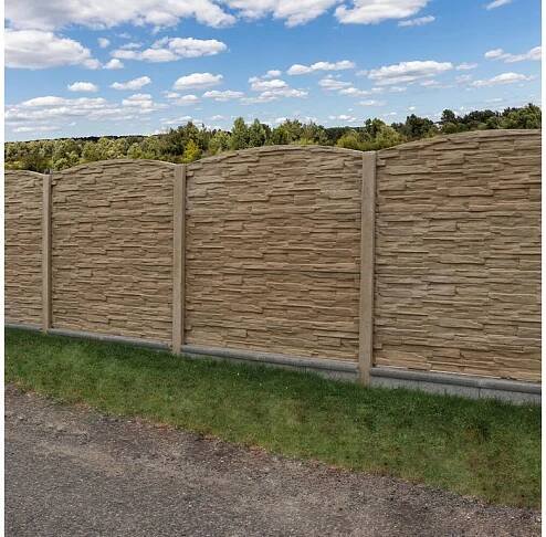 Betonový panel oblouk jednostranný 200x50-66x4,5 cm - štípaný kámen - pískovec VCP PLOTY Sklad8 21