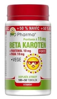 BIO PHARMA Betakaroten Forte 15 mg + Pantenol + PABA 100+50 tobolek (Betakaroten)
