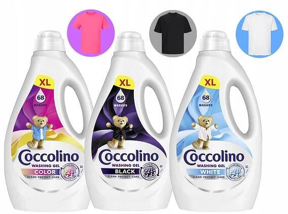 PRACÍ GELY COCCOLINO SET BÍLÉ ČERNÉ BAREVNÉ OBLEČENÍ 3x2,72 L Použití pro univerzální