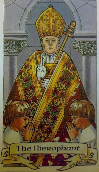 karty, výklad karet, tarot, kartářka, velká arkána, velekněz, tarot robin wood