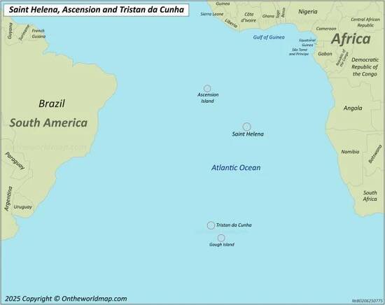 Map of Saint Helena, Ascension and Tristan da Cunha