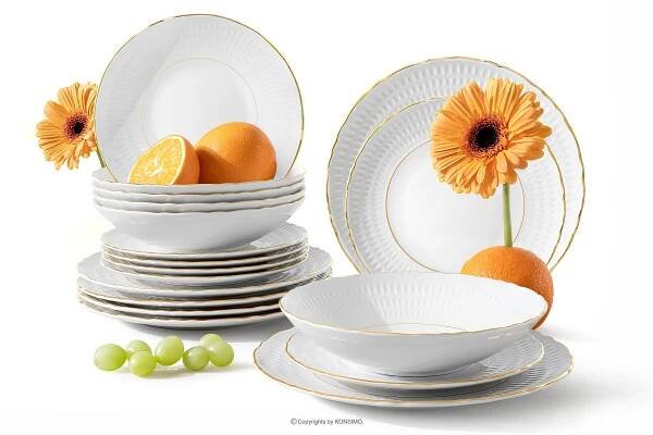 Elegantní porcelánová jídelní sada zlatá řada 6 osob (18 ks.)
