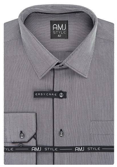 Pánská košile s dlouhým rukávem AMJ Style VDR 929 černošedá - moda-pradlo.cz