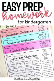 Kindergarten homework made easy! Find a simple and effective way to do homework in kindergarten with these printable and editable homework calendars. #creativekindergarten #kindergartenhomework #homeworkprintable #kindergartenhomeworkprintable