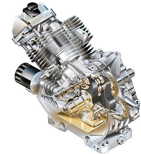 A cutaway illustration of the engine that EZ GO use.