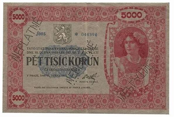 Bankovka 5000 Kč, rok 1919
