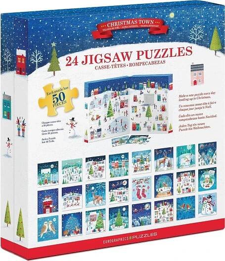 EUROGRAPHICS Puzzle Adventní kalendář: Vánoční město 24x50 dílků ~ 5