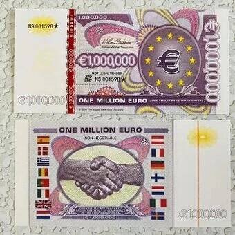 sběratelská  pamětní bankovka milion euro - suvenýr
