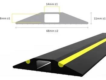 Kabelový můstek, délka 3 m, průchod 14 x 8 mm, černý se žlutými pruhy