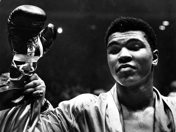 Cassius Clay (later Muhammad Ali)  after defeating Doug Jones in close heavyweight bout, in Madison Square Garden