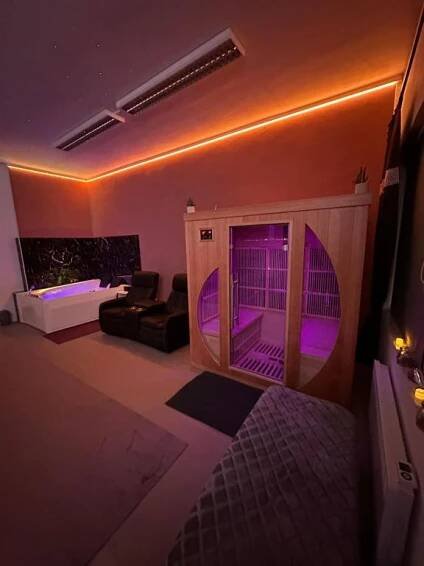 Postel nebo postele na pokoji v ubytování Relax studio Cheb
