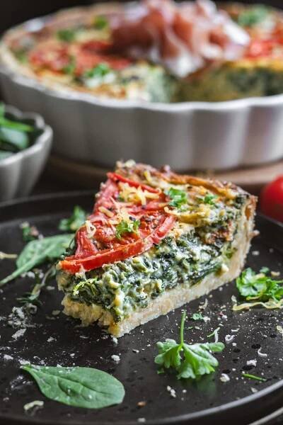 Špenátový koláč, Špenátový kiš s prosciuttom – Quiche
