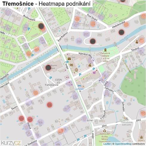 Mapa Třemošnice - Firmy v obci.