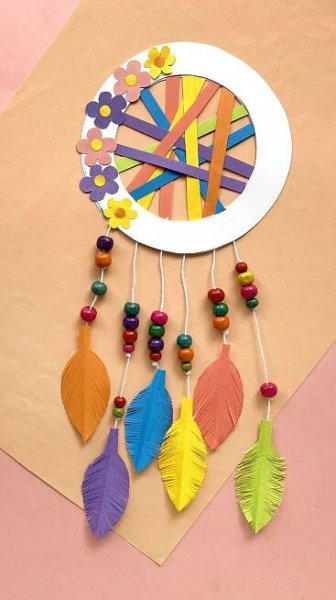 Paper Dream Catcher + Free Template * Moms and Crafters | Arts and crafts for kids, Crafts for kids, Easy crafts for kids